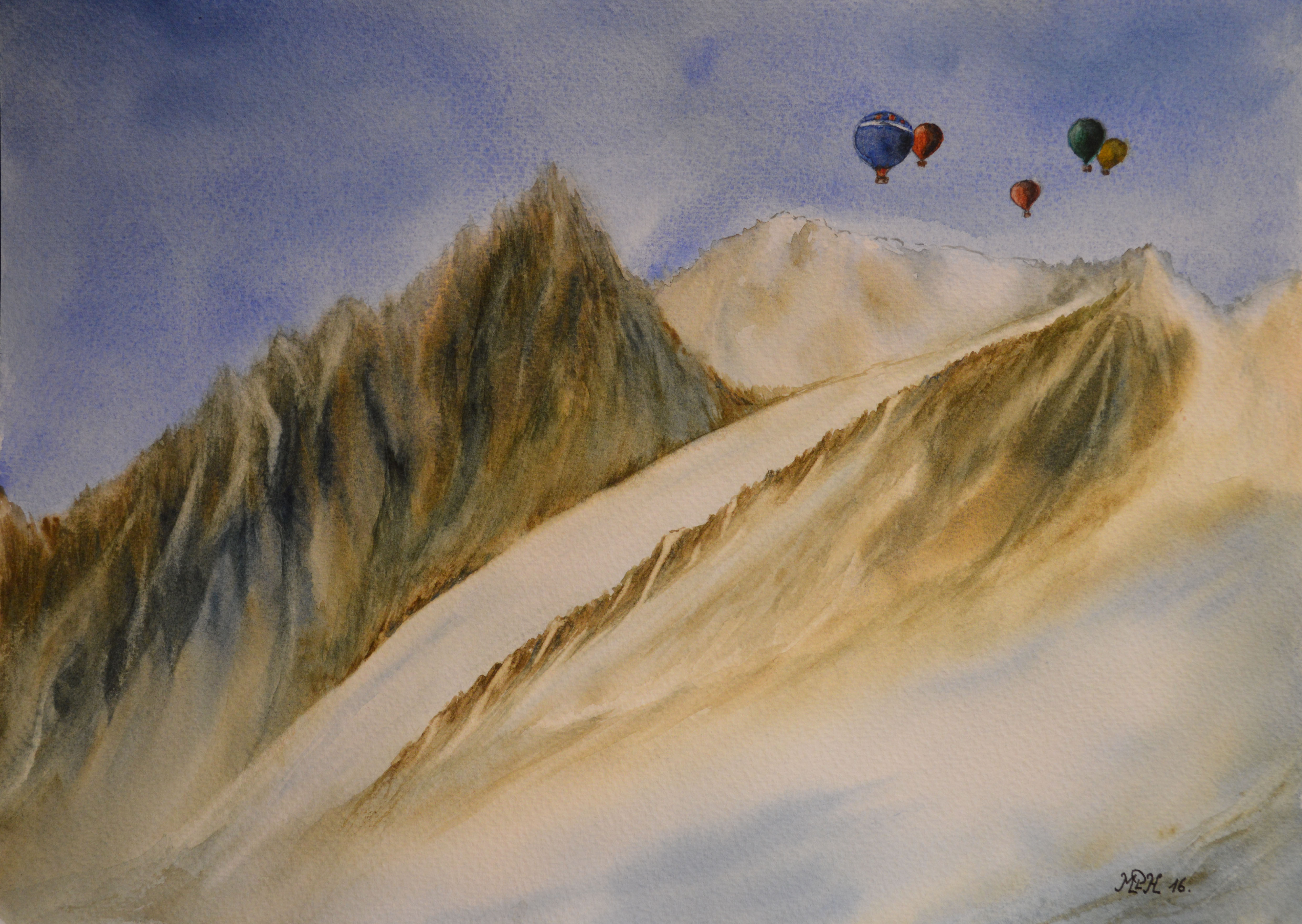 Aquarelle n°58: "Paysage hivernal de montagne"