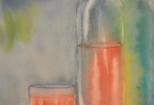 Aquarelle n°59: "Bouteille & verre"