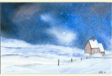 Aquarelle n°85: "Paysage nocturne d'hiver I"