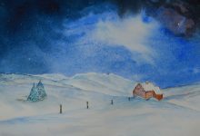 Aquarelle n°87: "Paysage nocturne d'hiver III"