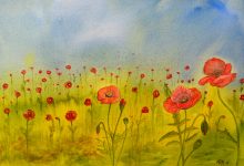 Aquarelle n°103: "Champs de coquelicots"